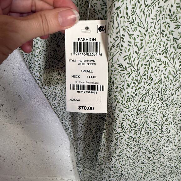 Bar III Men's Slim-Fit Contrast Vine Dress Shirt, White Green small $70 - Picture 8 of 8